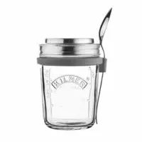 Breakfast Jar Set with Stainless Steel Spoon and Holder, 11-3/4-Fluid Ounces