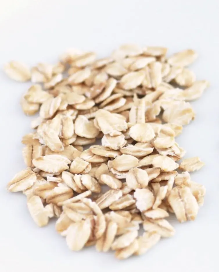 Rolled oats on a flat surface