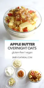 Apple butter overnight oats and the ingredients needs for meal prep in a jar.