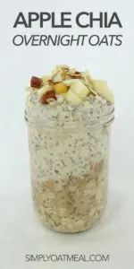 Apple chia overnight oats filling a glass container.