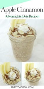 Collage of apple cinnamon overnight oats taken from side view and top view angles.