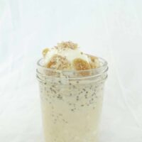 Single serving of apple ginger overnight oats in a mason jar.