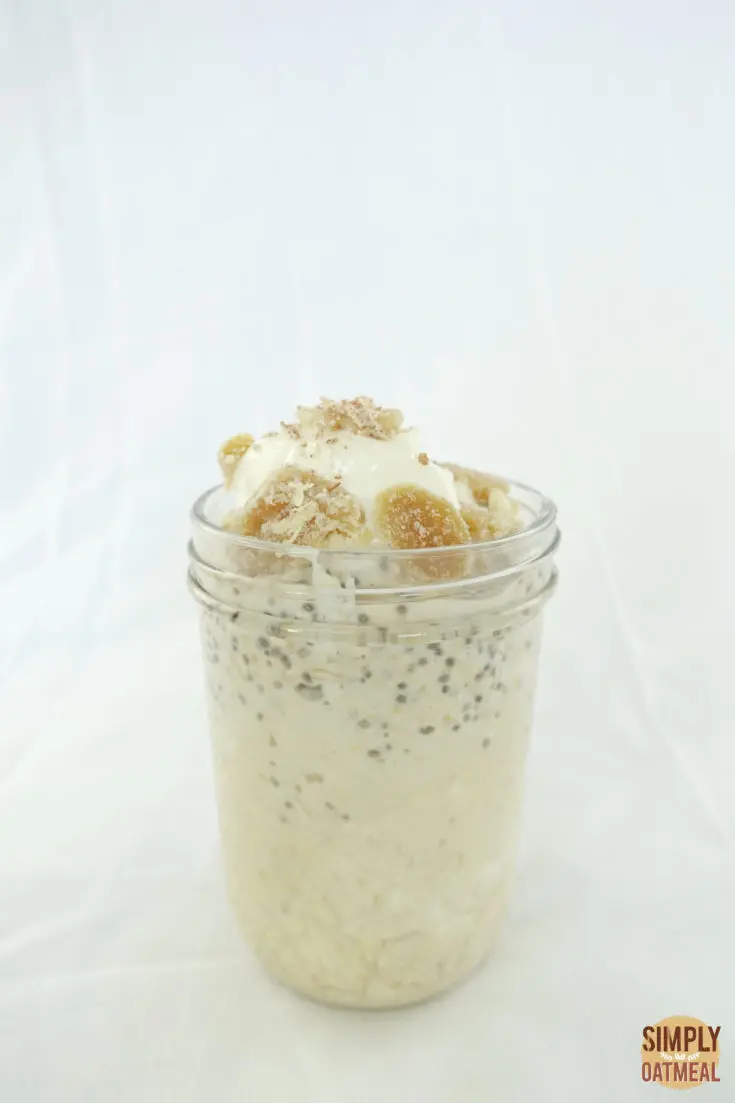 Single serving of apple ginger overnight oats in a mason jar.