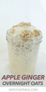 Apple ginger overnight oats topped with candied ginger and a spoonful of yogurt.