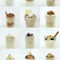Collage of all the apple overnight oats recipes that Simply Oatmeal has created