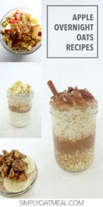 Collage featuring four apple overnight oats recipes made by Simply Oatmeal