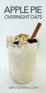 An overnight oats container filled with a single serving of apple pie overnight oats.