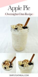 Collage photo featuring three separate servings of apple pie overnight oats.