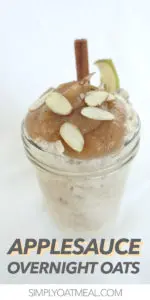 Creamy overnight oatmeal topped with homemade applesauce.