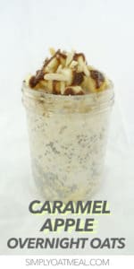 One serving of caramel apple overnight oats in a glass container.