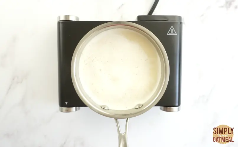 Cook the strained raw soy milk in a small saucepan
