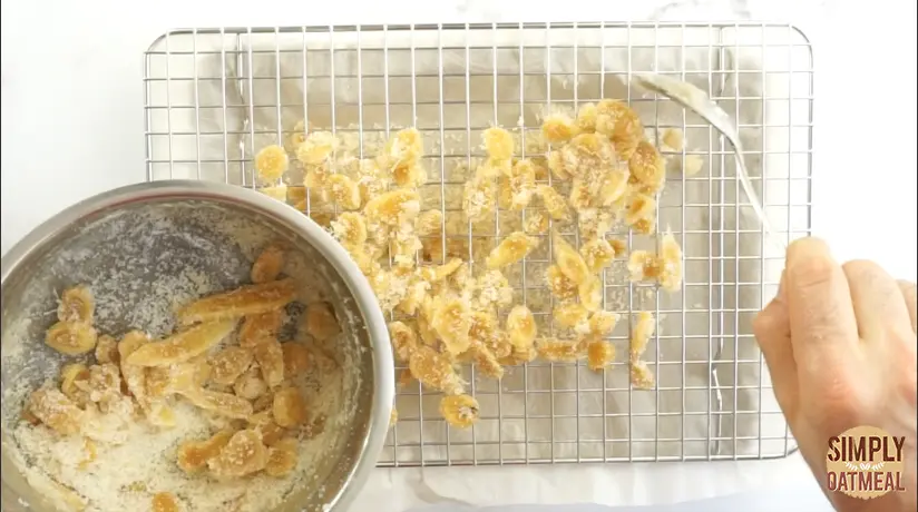 place the candied ginger on a rack to cool
