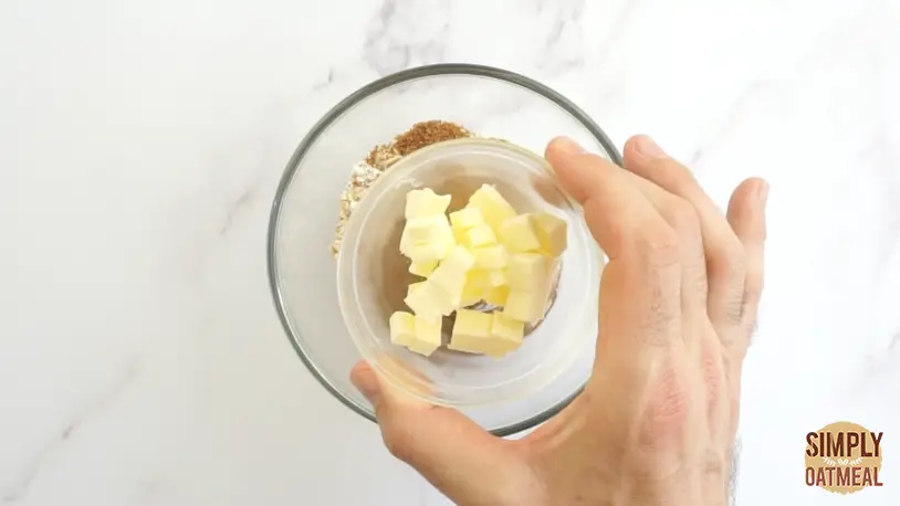 Cube the cold butter to make it easier to work into pea-sized crumbles.