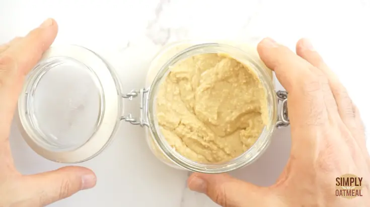 homemade peanut butter in glass jar