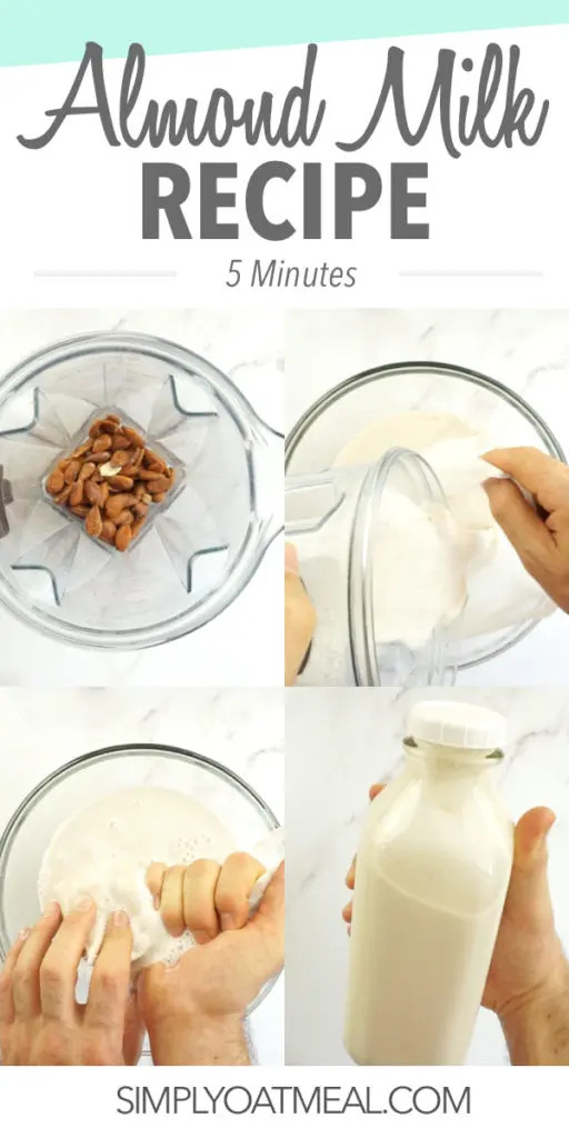 Steps required to make almond milk from scratch.
