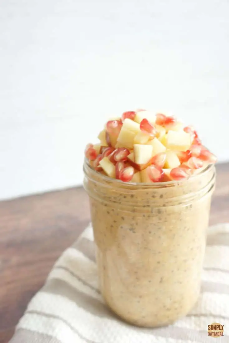 Single serving of pumpkin chia overnight oats in a mason jar