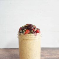 pumpkin seed overnight oats in a tall glass jar