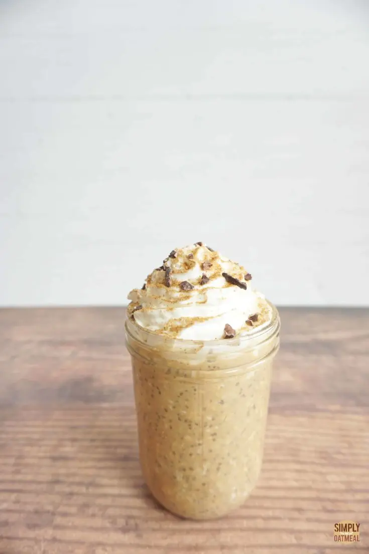 pumpkin spice latte overnight oats in a mason jar