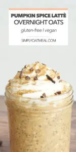 Bowl full of pumpkin spice latte overnight oats topped with whipped cream and a sprinkle of cinnamon