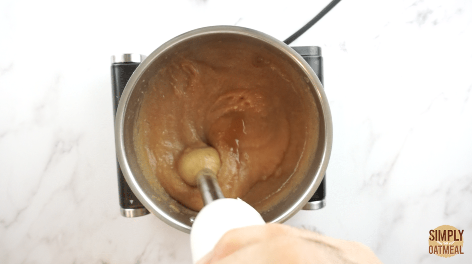 Use immersion blender to blend the applesauce until it is smooth