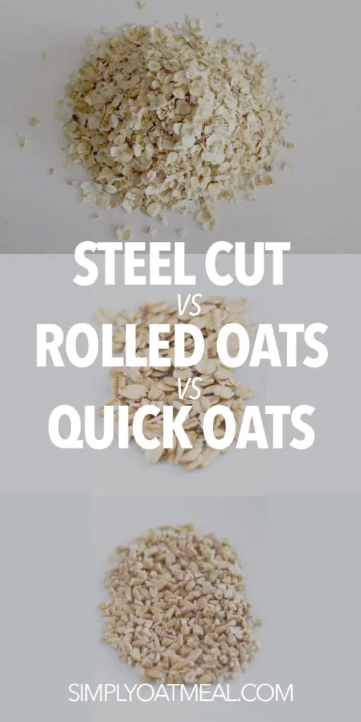 Top down order is quick oats, rolled oats and steel cut oats.