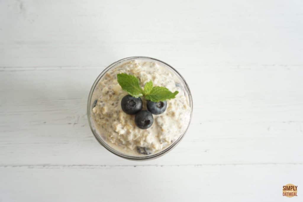 vegan blueberry overnight oats in a bowl