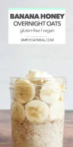 Glass bowl filled with a single serving of banana honey overnight oats.