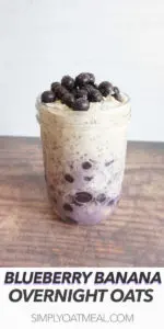 Meal prep container filled with a single serving of blueberry banana overnight oats.