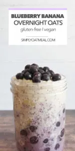 Blueberry banana overnight oats topped with yogurt, blueberries and lemon zest.