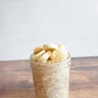 one serving of brown sugar banana overnight oats in a meal prep container