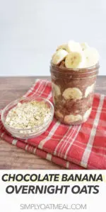 A single serving of chocolate banana overnight oats in a mason jar.