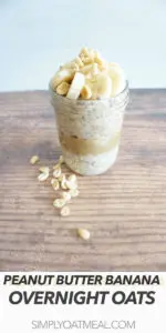 Peanut butter banana overnight oats is garnished with banana slices and crushed peanuts