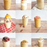 Collage of 9 pumpkin overnight oats recipes created by Simply Oatmeal
