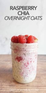 Raspberry chia overnight oats in a meal prep container.