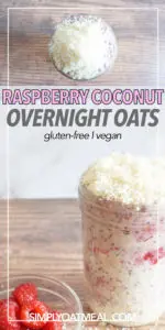 Meal prep container filled with a serving of raspberry and coconut overnight oats
