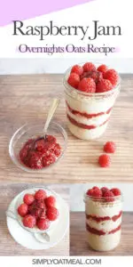 How to make raspberry jam overnight oats with homemade jam and fresh picked raspberries