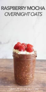Single serving of raspberry mocha overnight oats in a meal prep container
