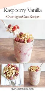 How to make raspberry and vanilla overnight oats.