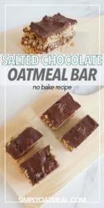Chocolate and pretzels layered in the no bake oatmeal bars