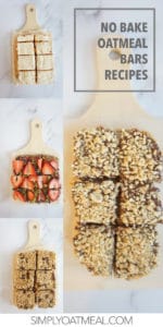 Collage of four separate no bake oatmeal bars