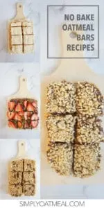 Collage of four separate no bake oatmeal bars