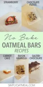One piece of no bake oatmeal bars from five different recipes