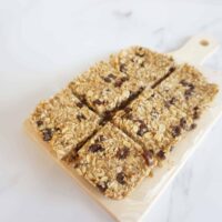 No bake oatmeal raisin bars cut into squares