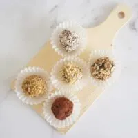 1 piece of 5 different flavors of no bake oatmeal balls.