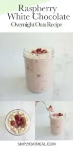 How to make raspberry white chocolate overnight oats.