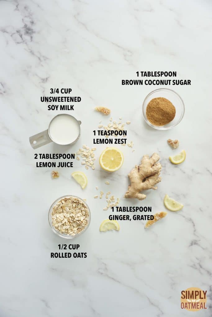 Ingredients to make gingerade lemonade overnight oats