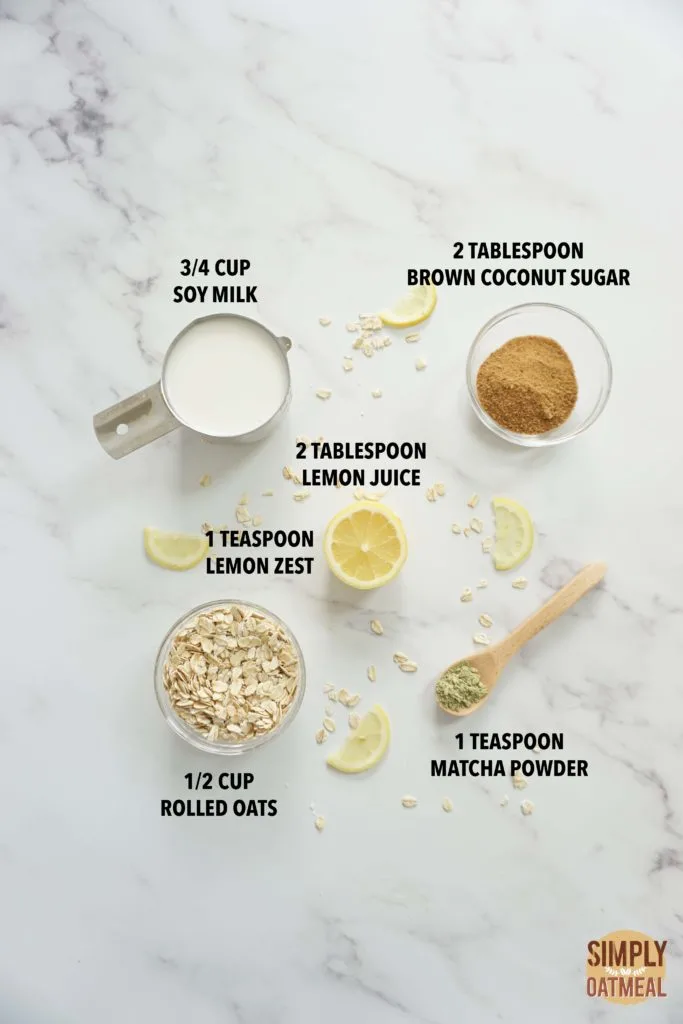 Ingredients to make green tea lemonade overnight oats