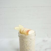 Single serving of lemon apple overnight oats in a mason jar
