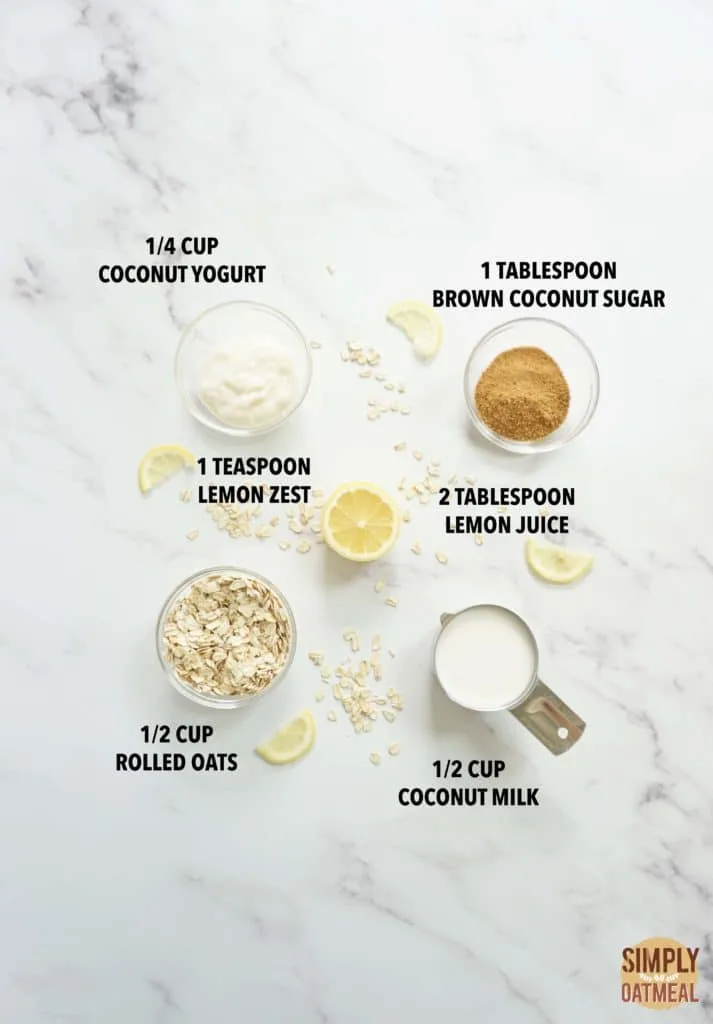 Ingredients to make lemonade overnight oats