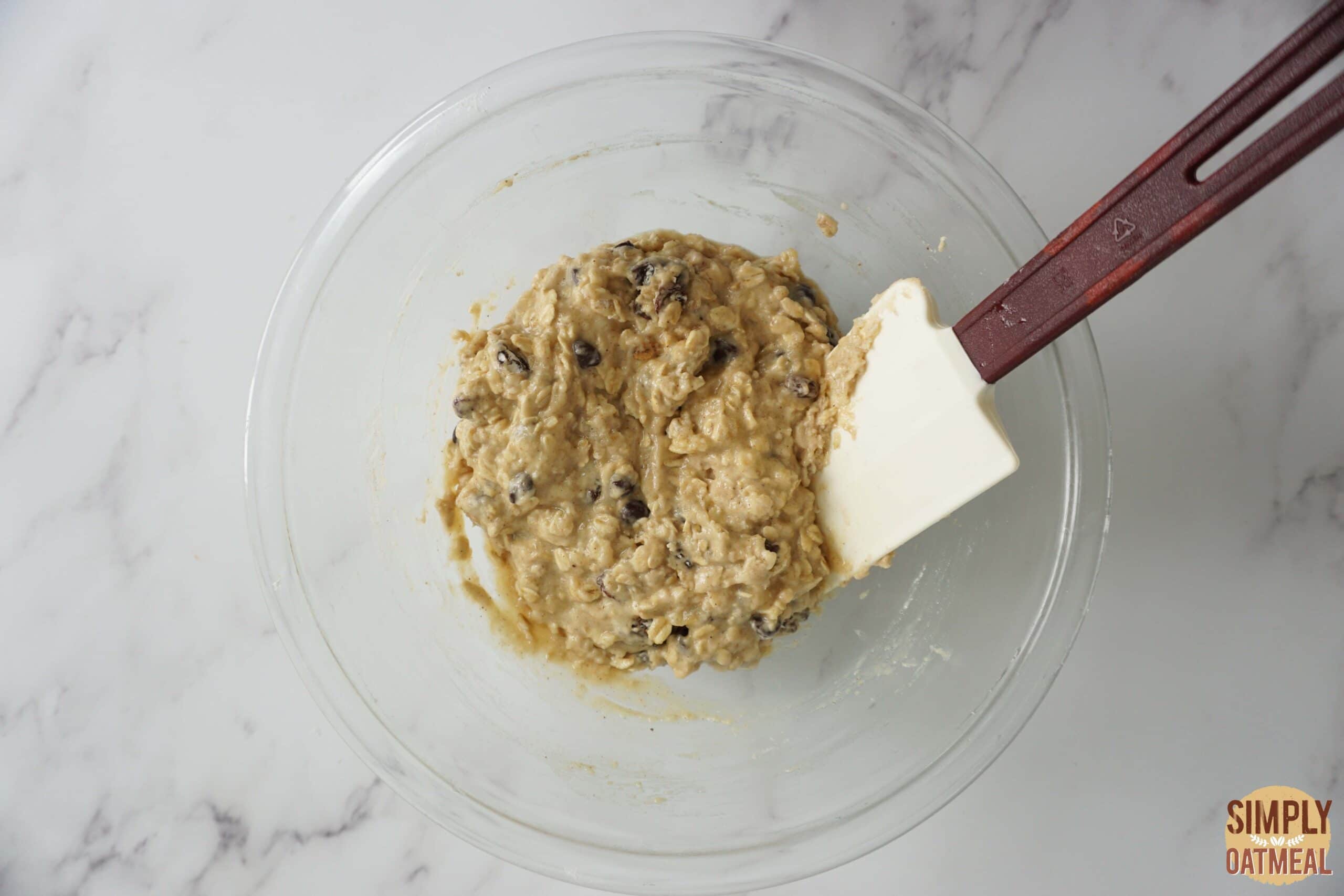 Applesauce oatmeal muffins batter in a bowl